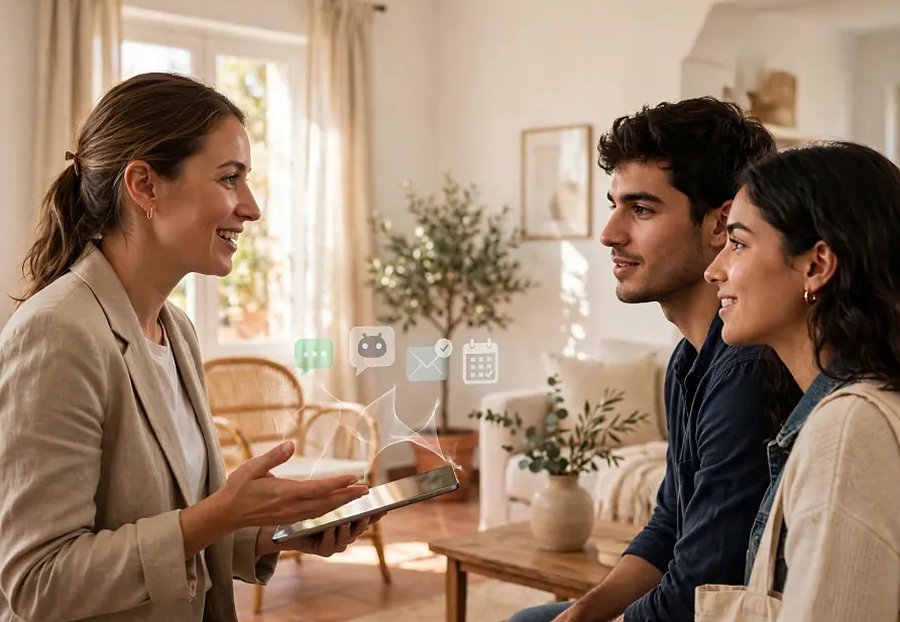Imagen ilustrativa de una vivienda al anochecer